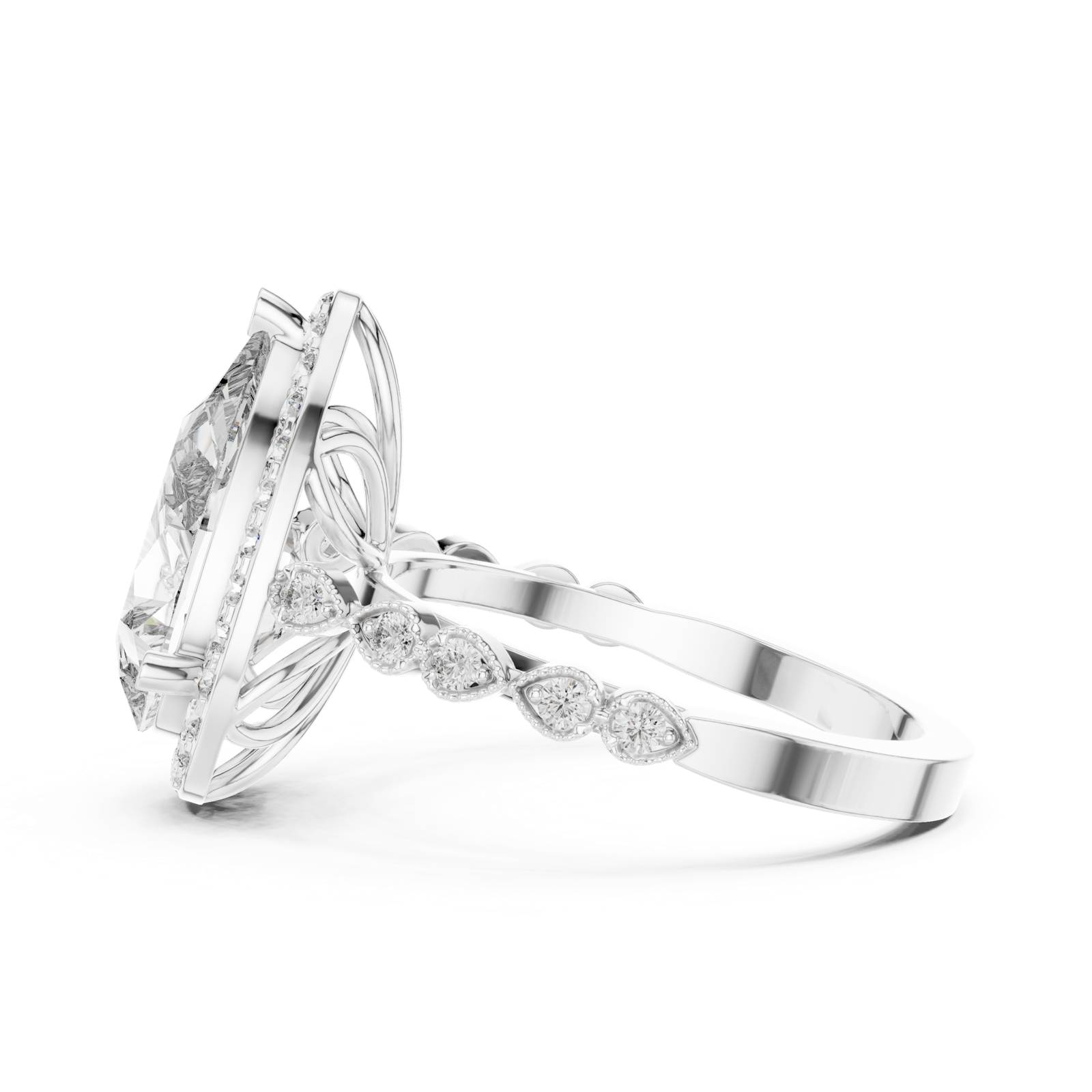 Gold Ring DDLR-186, White Gold, view 3