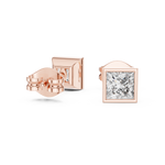 14K Solid Gold Lab Diamond Stud Earrings, Rose Gold, view 1