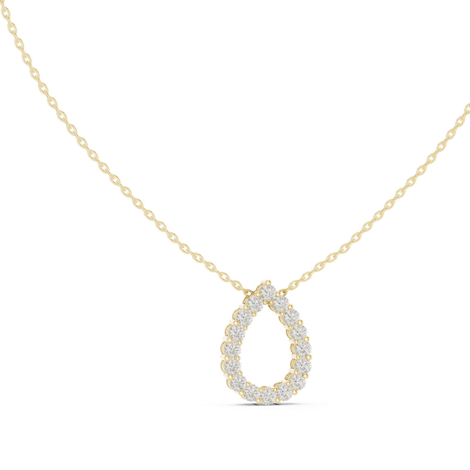 14K Solid Gold Lab Diamond Pendant Necklace, Yellow Gold, view 1
