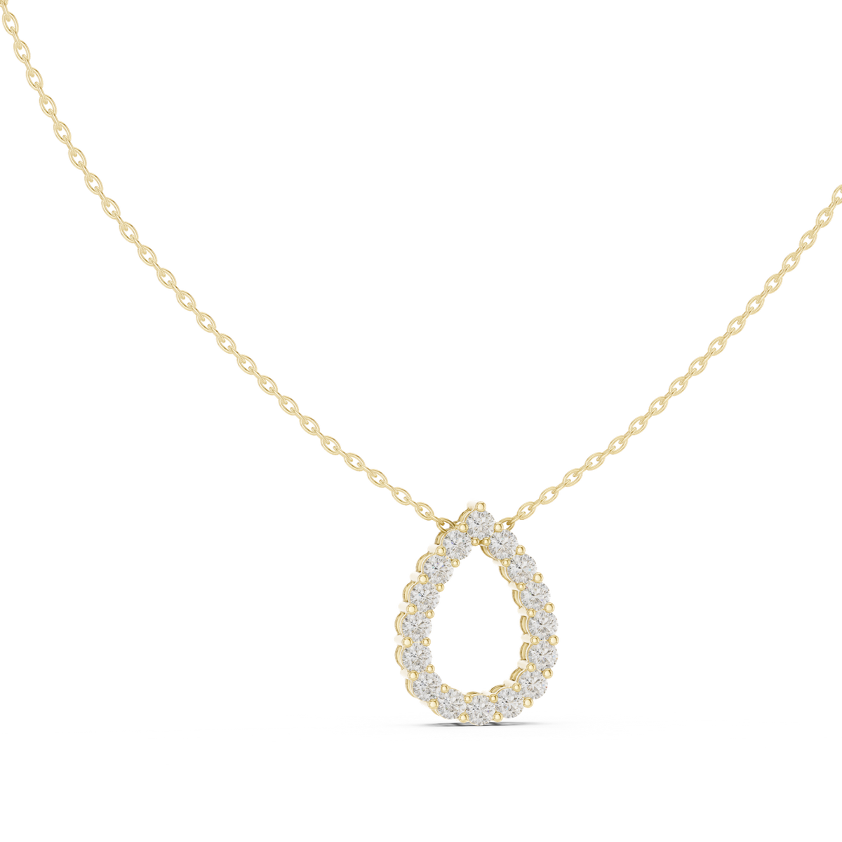 14K Solid Gold Lab Diamond Pendant Necklace, Yellow Gold, view 1