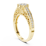 14K Solid Gold Lab Diamond Halo Ring, Yellow Gold, view 1