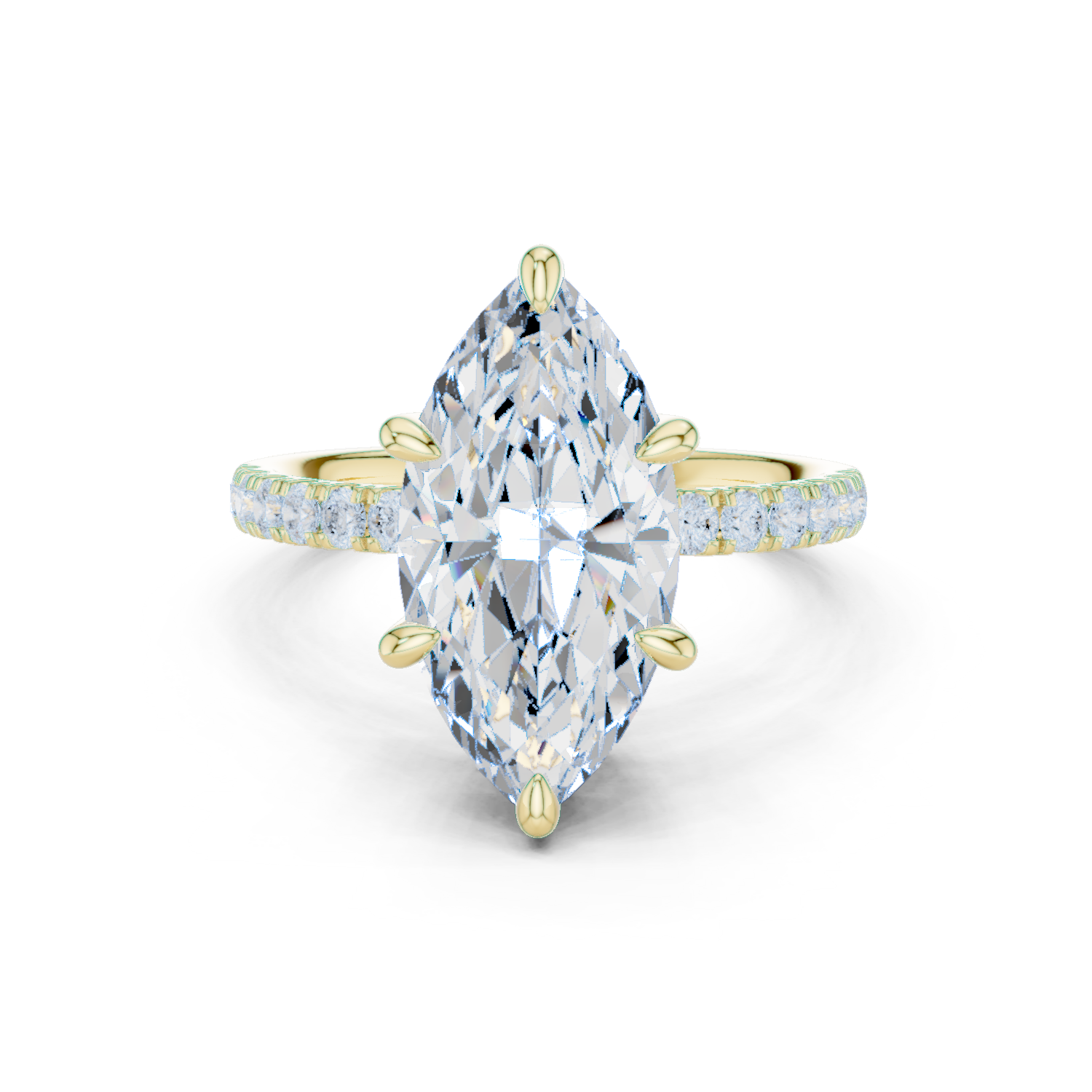 Gold Ring DDLR-259, Marquise center stone, Yellow Gold
