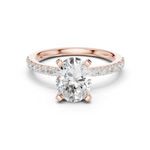 Gold Ring DDLR-040, Oval center stone, Rose Gold