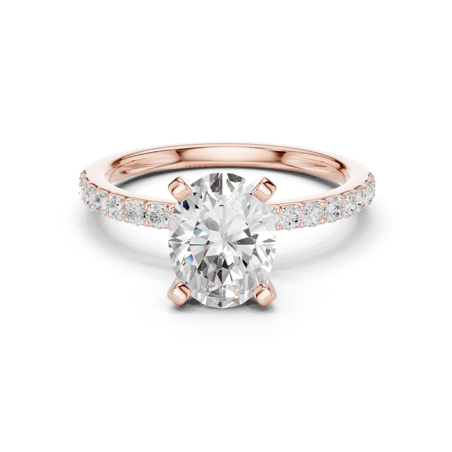 Gold Ring DDLR-040, Oval center stone, Rose Gold