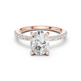 Gold Ring DDLR-040, Oval center stone, Rose Gold
