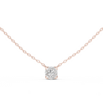 14K Solid Gold Lab Diamond Solitaire Pendant Necklace, Rose Gold