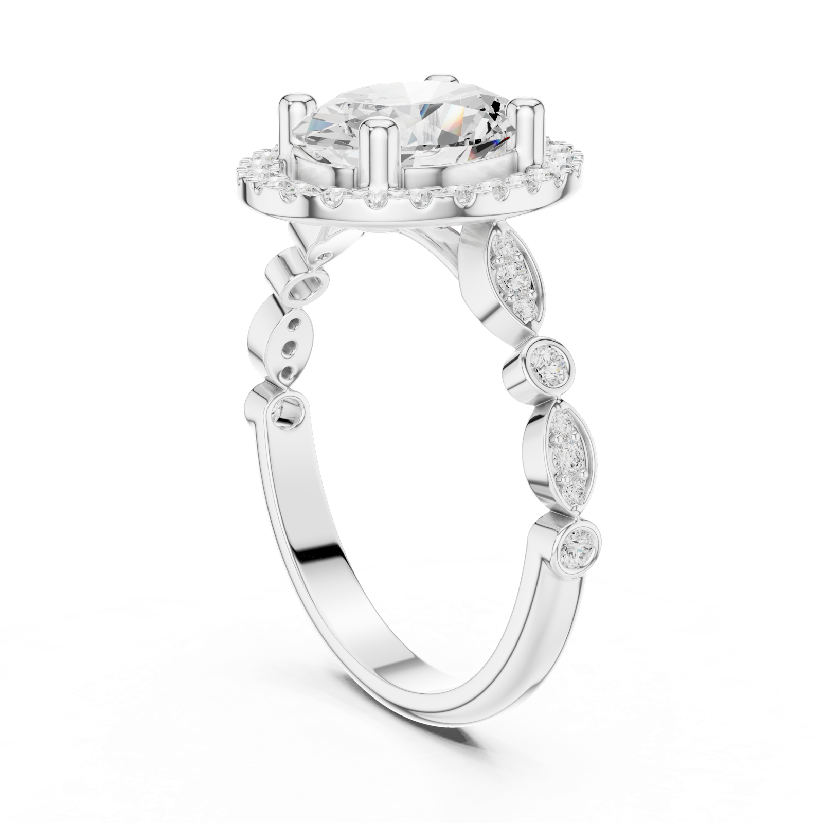 Gold Ring DDLR-340, White Gold, view 1