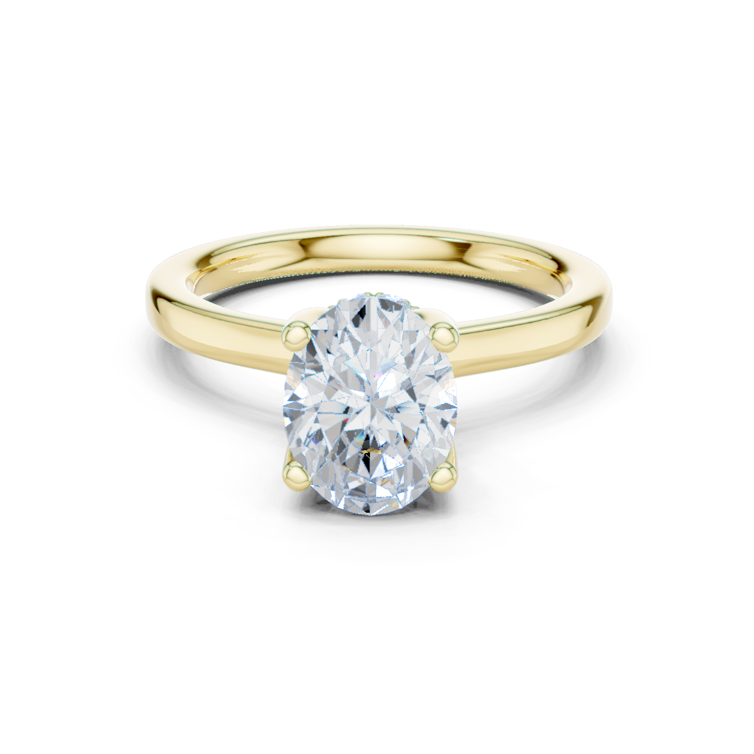Gold Ring DDLR-176, Oval center stone, Yellow Gold