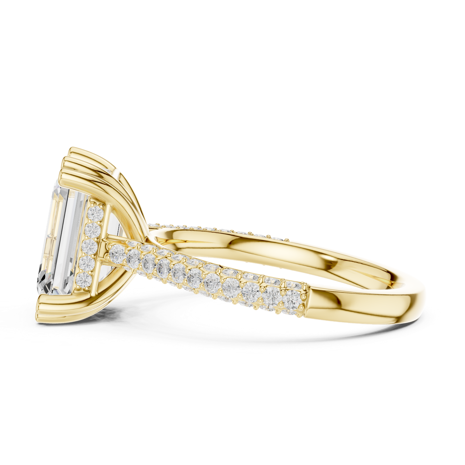 Gold Ring DDLR-260, Emerald center stone, Yellow Gold, view 3