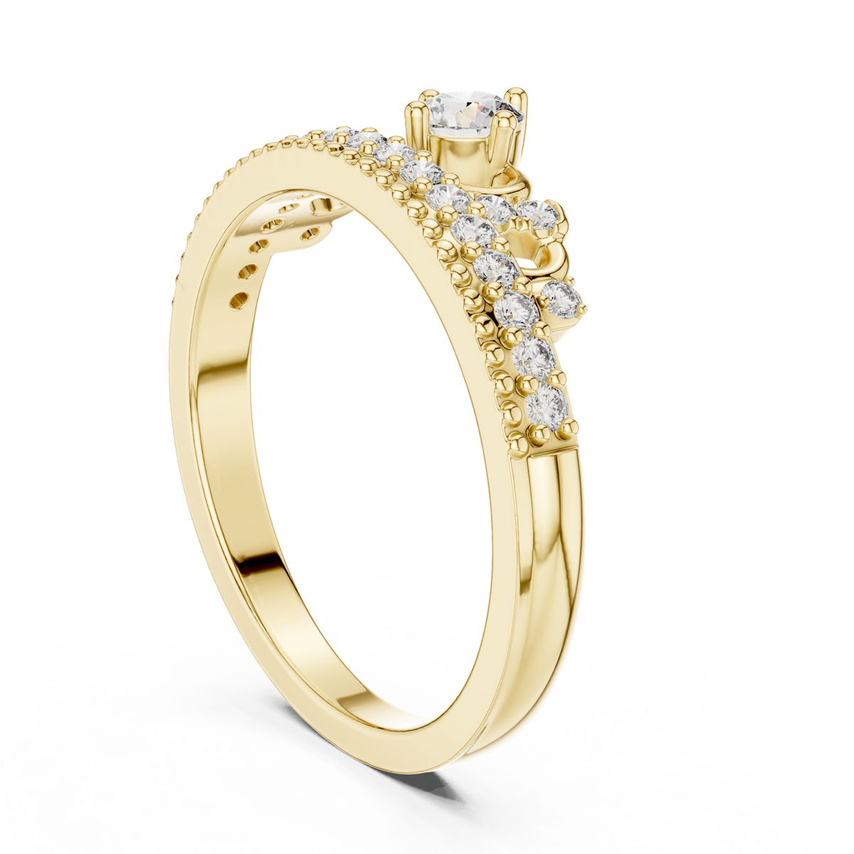 14K Solid Gold Lab Diamond Vintage Ring, Yellow Gold, view 1