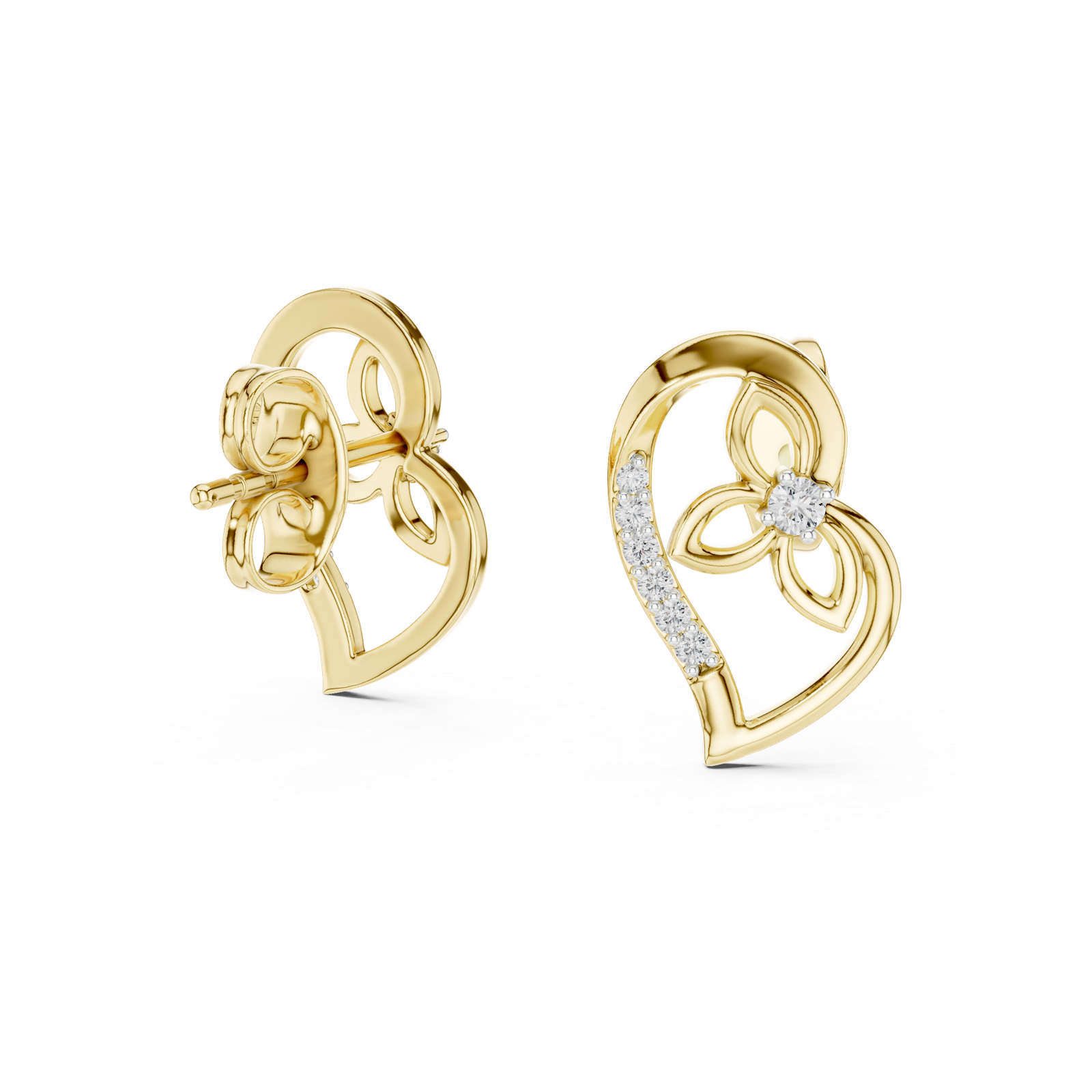 Gold Earrings 12-10031@E, Yellow Gold, view 1