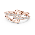 14K Solid Gold Lab Diamond Crossover Ring, Rose Gold