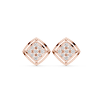 14K Solid Gold Lab Diamond Cluster Earrings, Rose Gold