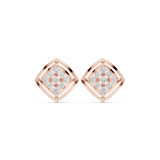 14K Solid Gold Lab Diamond Cluster Earrings, Rose Gold
