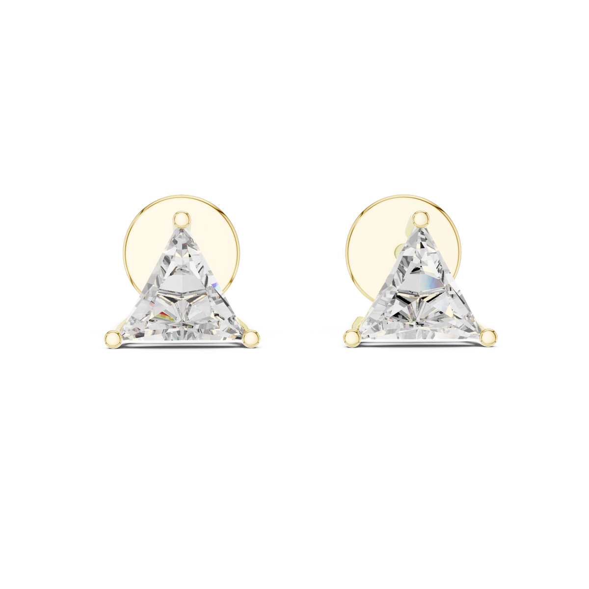 14K Solid Gold Lab Diamond Stud Earrings, Yellow Gold