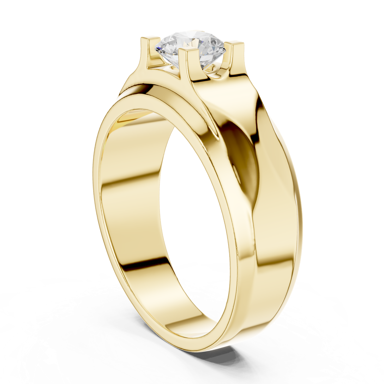14K Solid Gold Lab Diamond Solitaire Ring, Yellow Gold, view 1