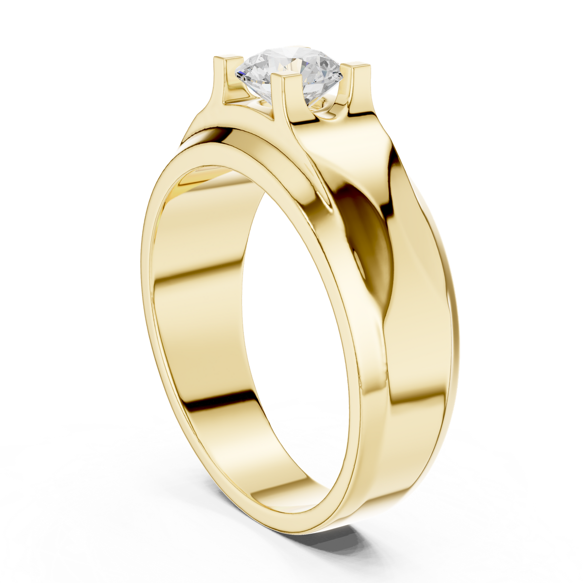14K Solid Gold Lab Diamond Solitaire Ring, Yellow Gold, view 1