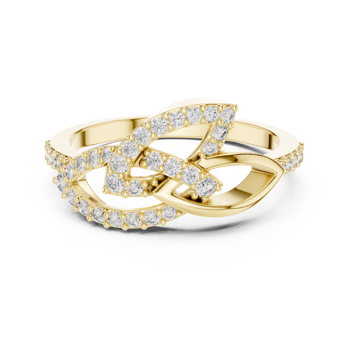 14K Solid Gold Lab Diamond Infinity Crossover Ring, Yellow Gold