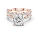 Gold Ring DDLR-301, Round center stone, Rose Gold
