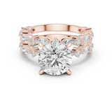 Gold Ring DDLR-301, Round center stone, Rose Gold