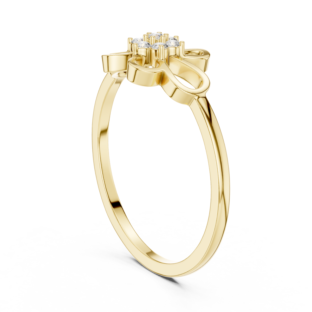14K Solid Gold Lab Diamond Flower Cluster Ring, Yellow Gold, view 1