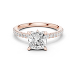 Gold Ring, Cushion center stone, Rose Gold