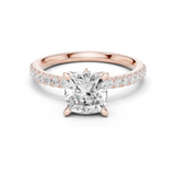 Gold Ring, Cushion center stone, Rose Gold