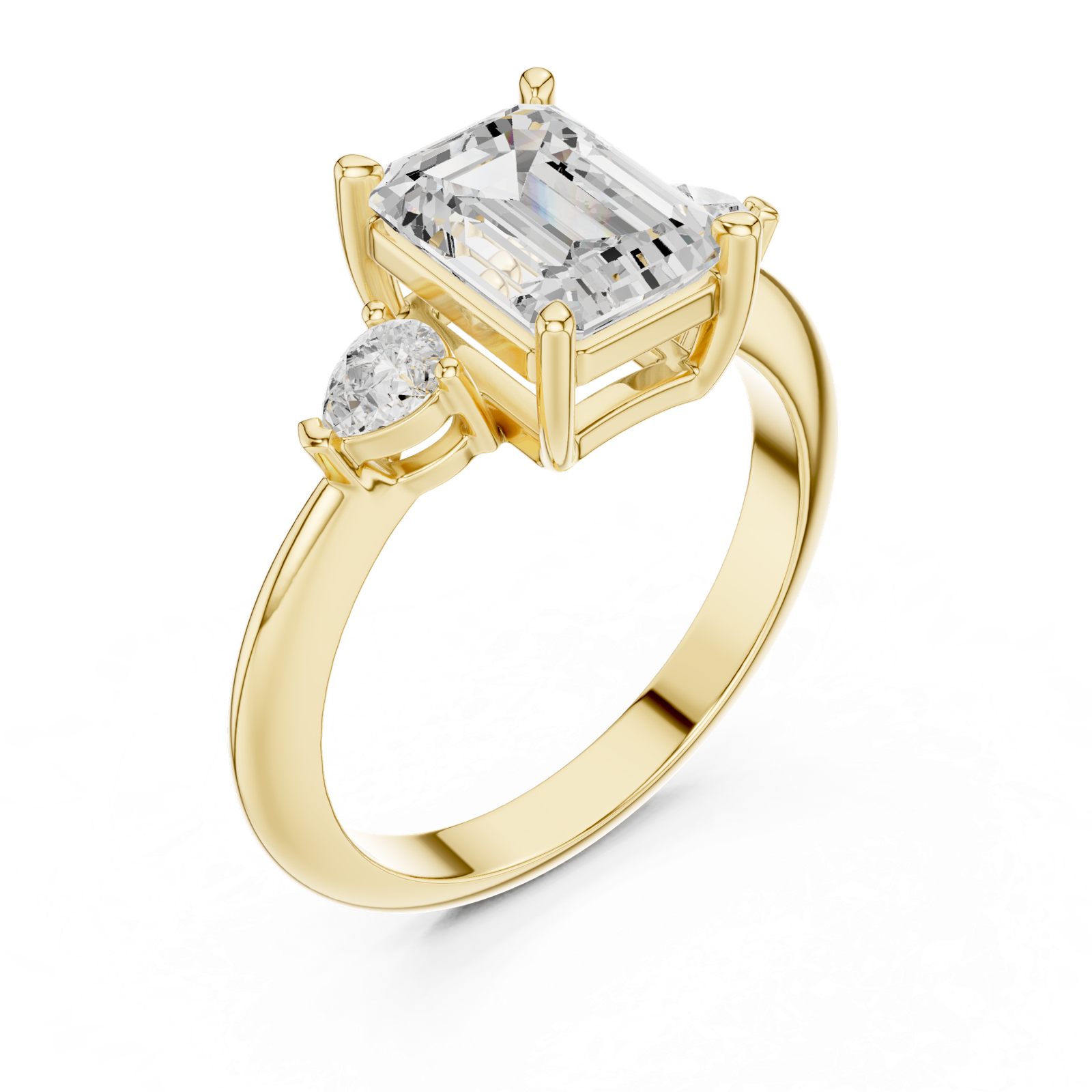 Gold Jewelry, Emerald center stone, Yellow Gold, view 2