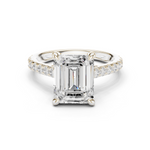 Gold Ring DDLR-250, Emerald center stone, White Gold