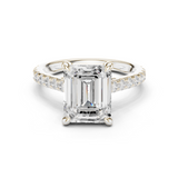 Gold Ring DDLR-250, Emerald center stone, White Gold