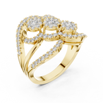 14K Solid Gold Lab Diamond Cluster Ring, Yellow Gold, view 2
