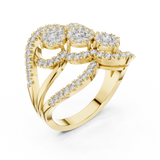 14K Solid Gold Lab Diamond Cluster Ring, Yellow Gold, view 2