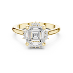 Gold Jewelry, Asscher center stone, Yellow Gold, view 4