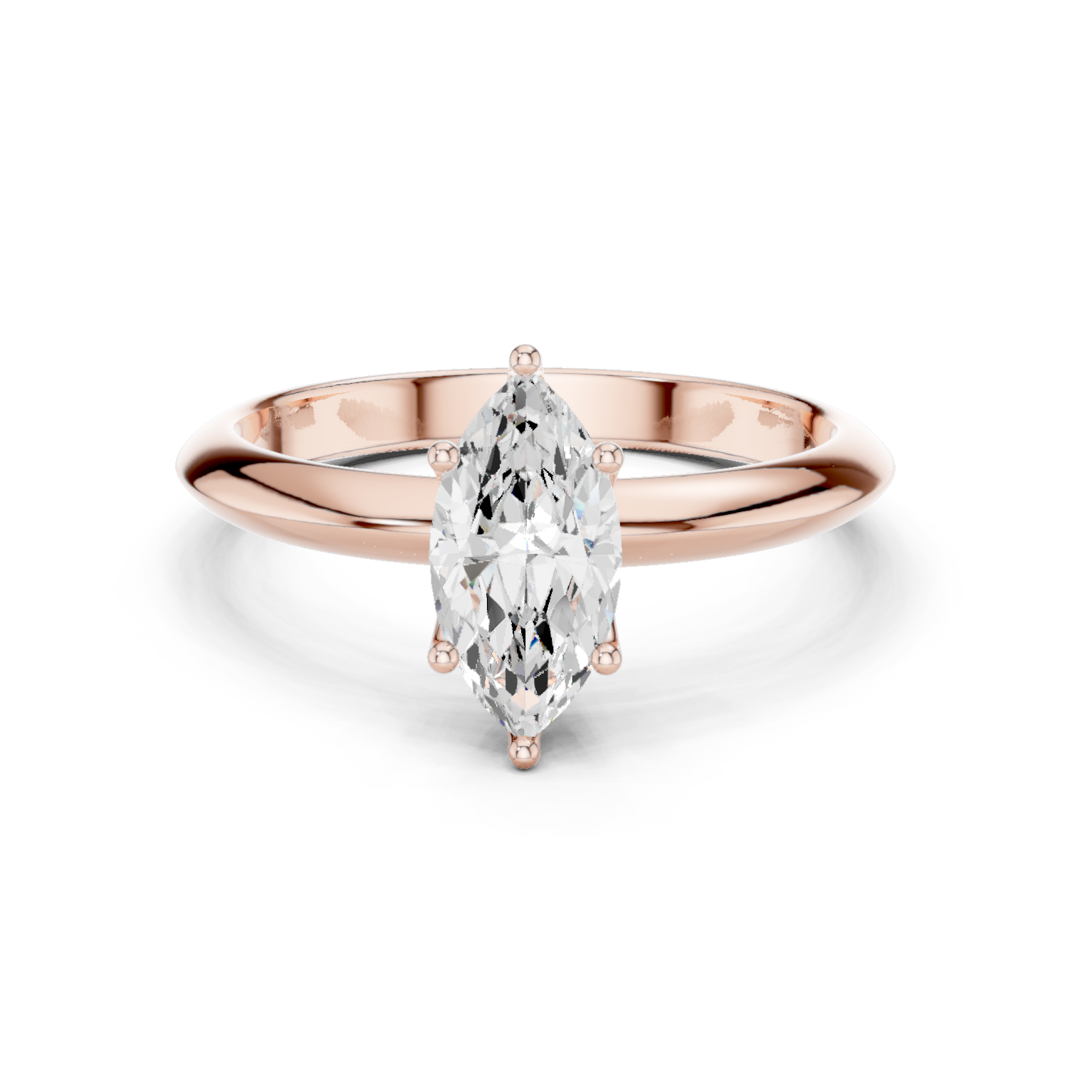 Gold Jewelry L36-6, Marquise center stone, Rose Gold