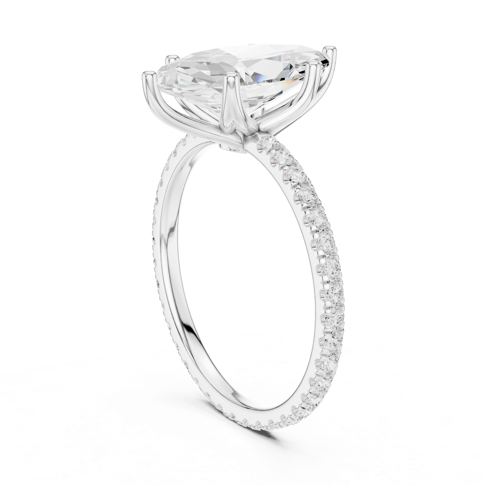 Gold Jewelry L36-16, Marquise center stone, White Gold, view 1