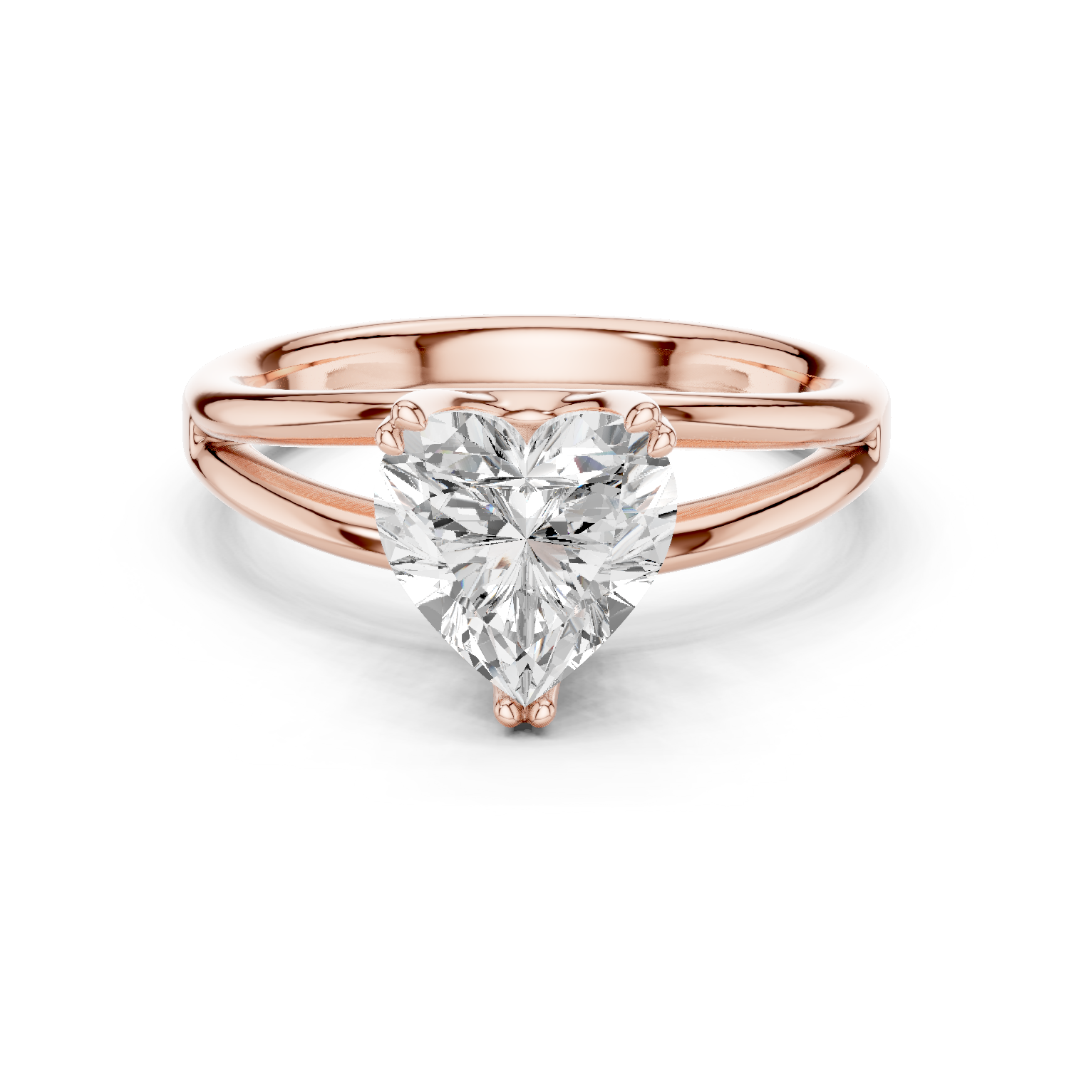 Gold Jewelry L36-7, Heart center stone, Rose Gold