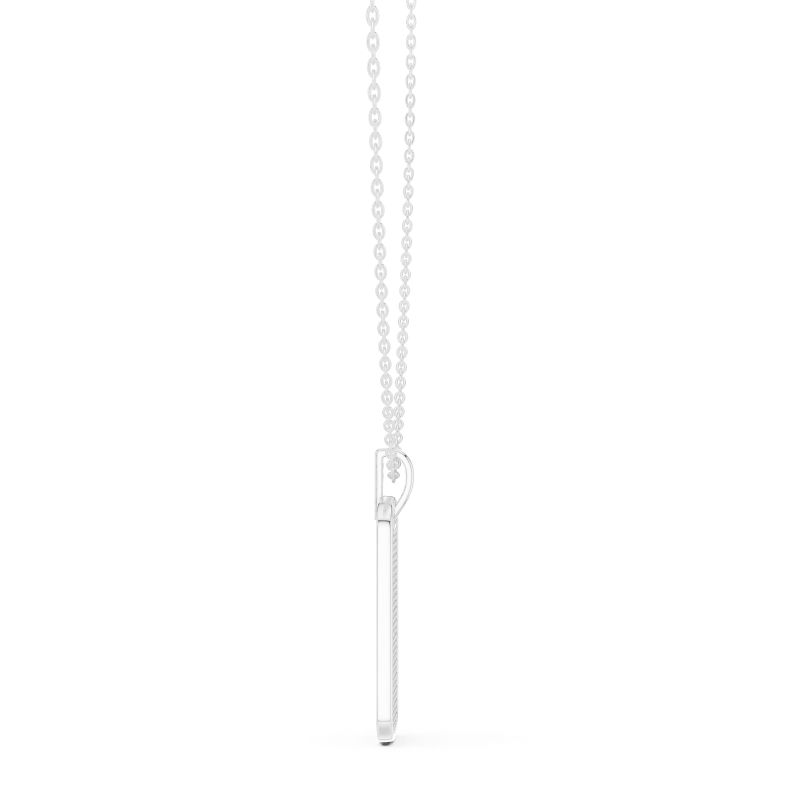 14K Solid Gold Lab Diamond Pendant Necklace, White Gold, view 3