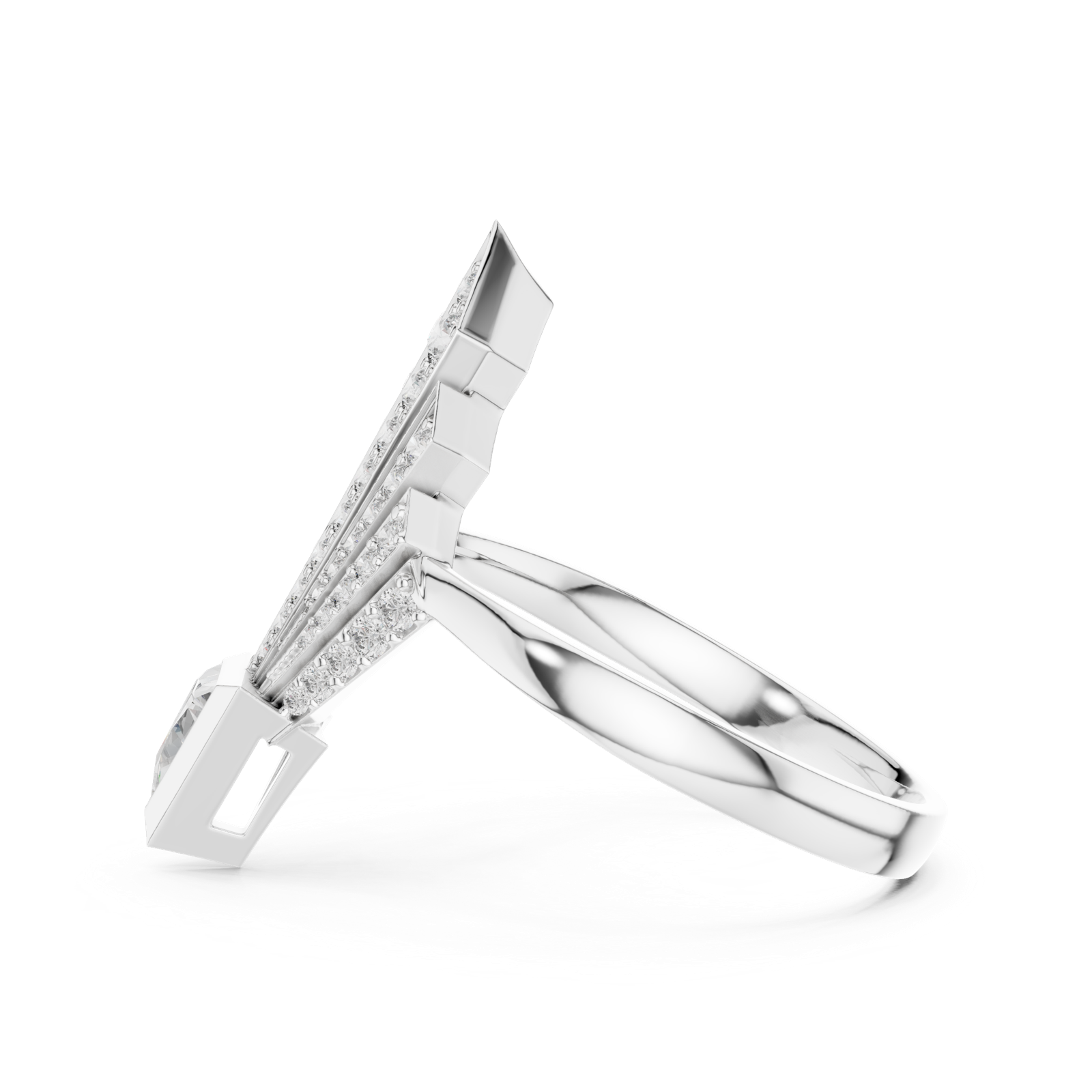 Gold Ring 00001L (42), White Gold, view 3