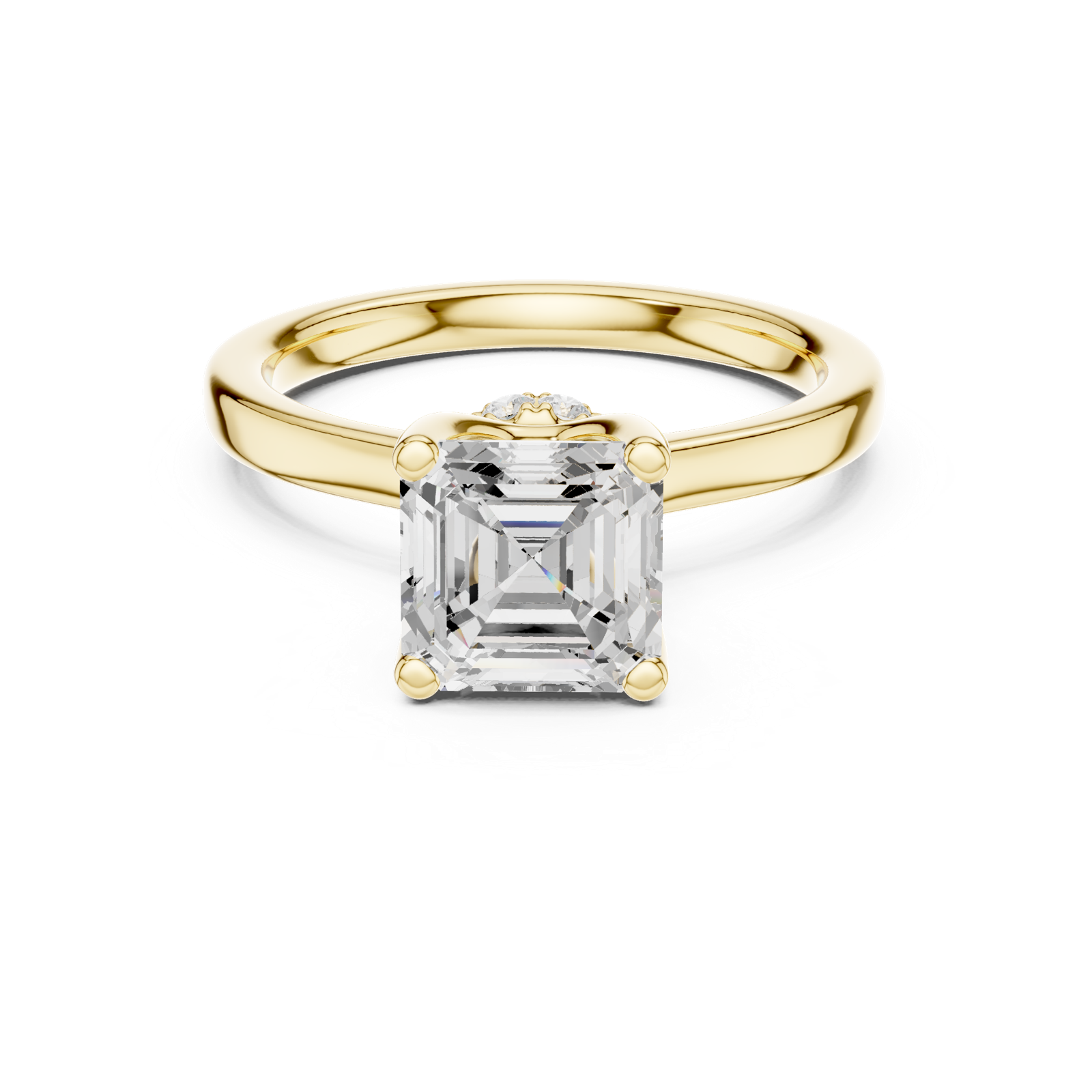 Gold Ring DDLR-176, Asscher center stone, Yellow Gold, view 4