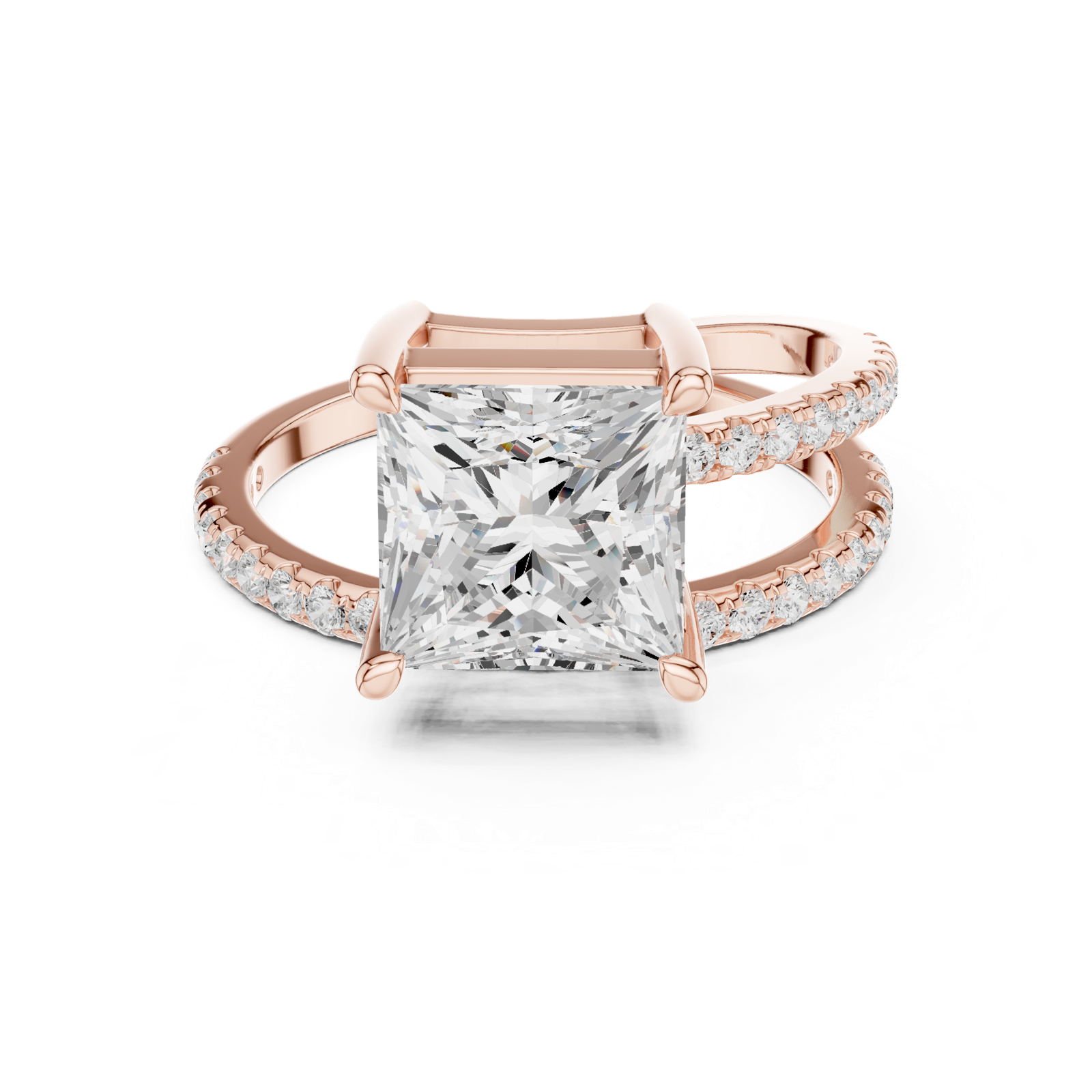Gold Jewelry L35-39, Princess center stone, Rose Gold, view 4