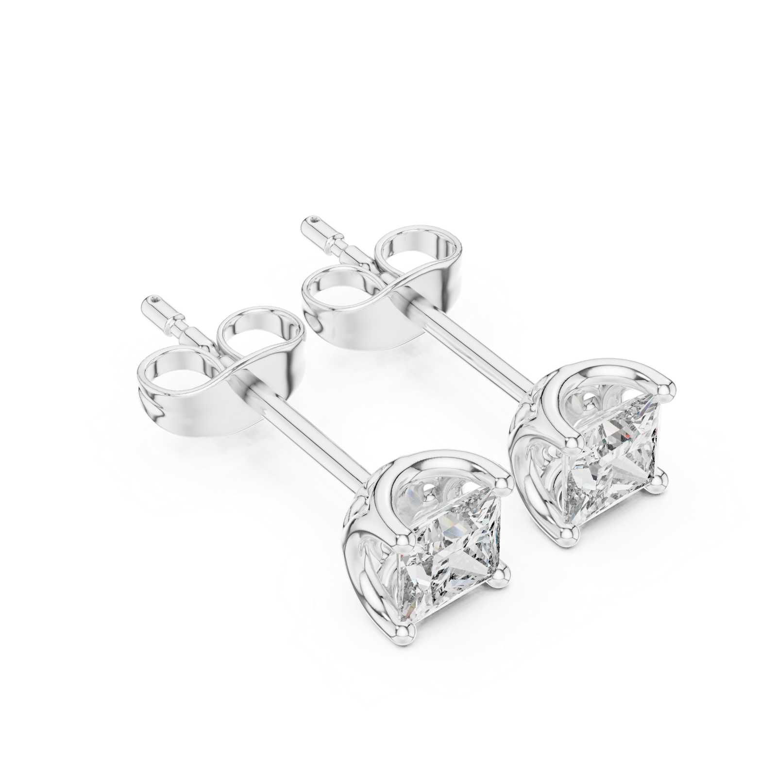 Gold Earrings AER-107, White Gold, view 2