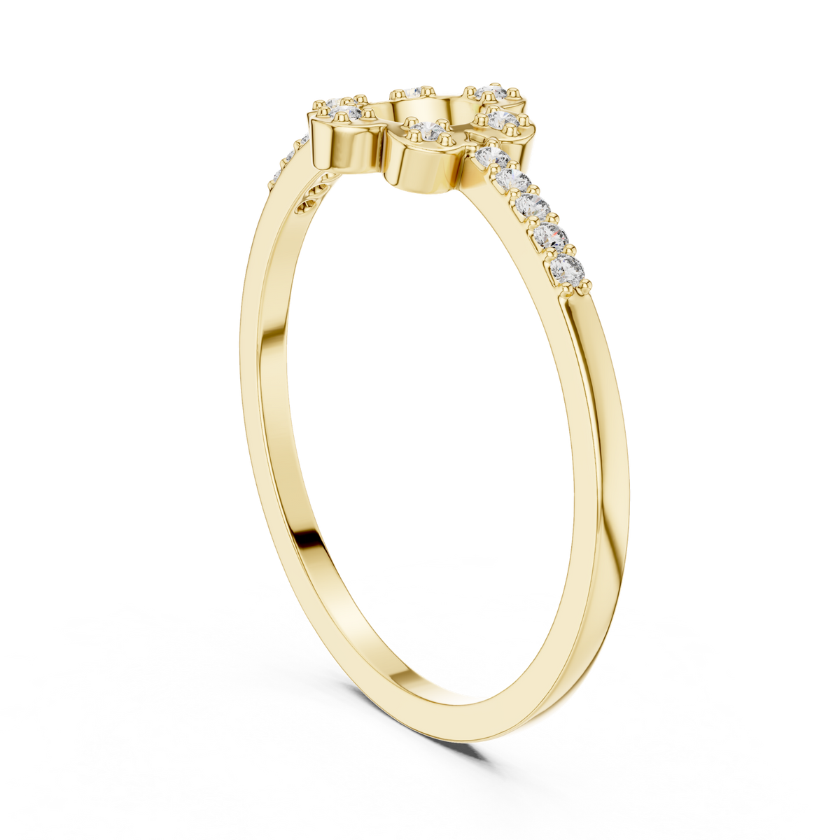 14K Solid Gold Lab Diamond Flower Cluster Ring, Yellow Gold, view 1