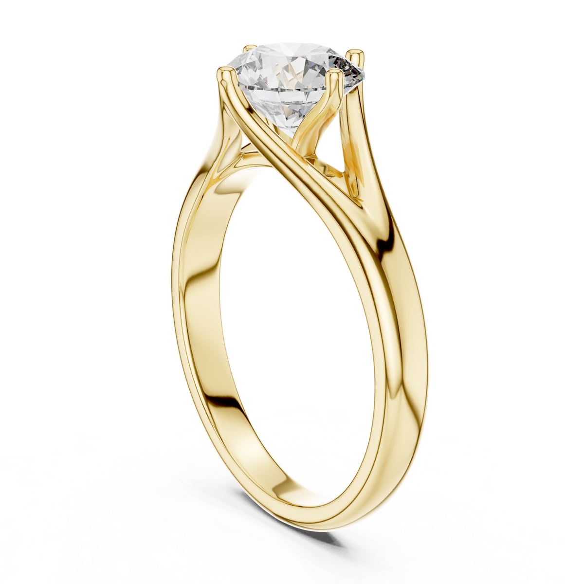 14K Solid Gold Lab Diamond Solitaire Ring, Yellow Gold, view 1