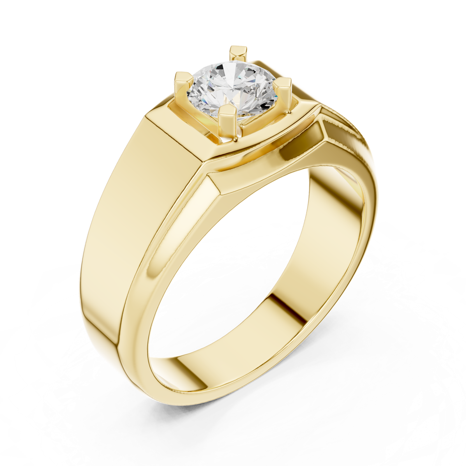 14K Solid Gold Lab Diamond Solitaire Ring, Yellow Gold, view 2