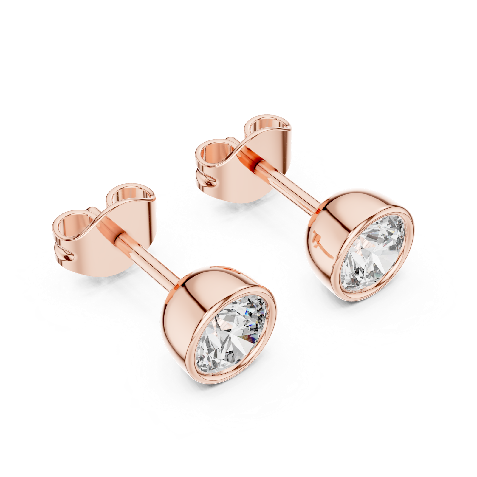 14K Solid Gold Lab Diamond Stud Earrings, Rose Gold, view 2