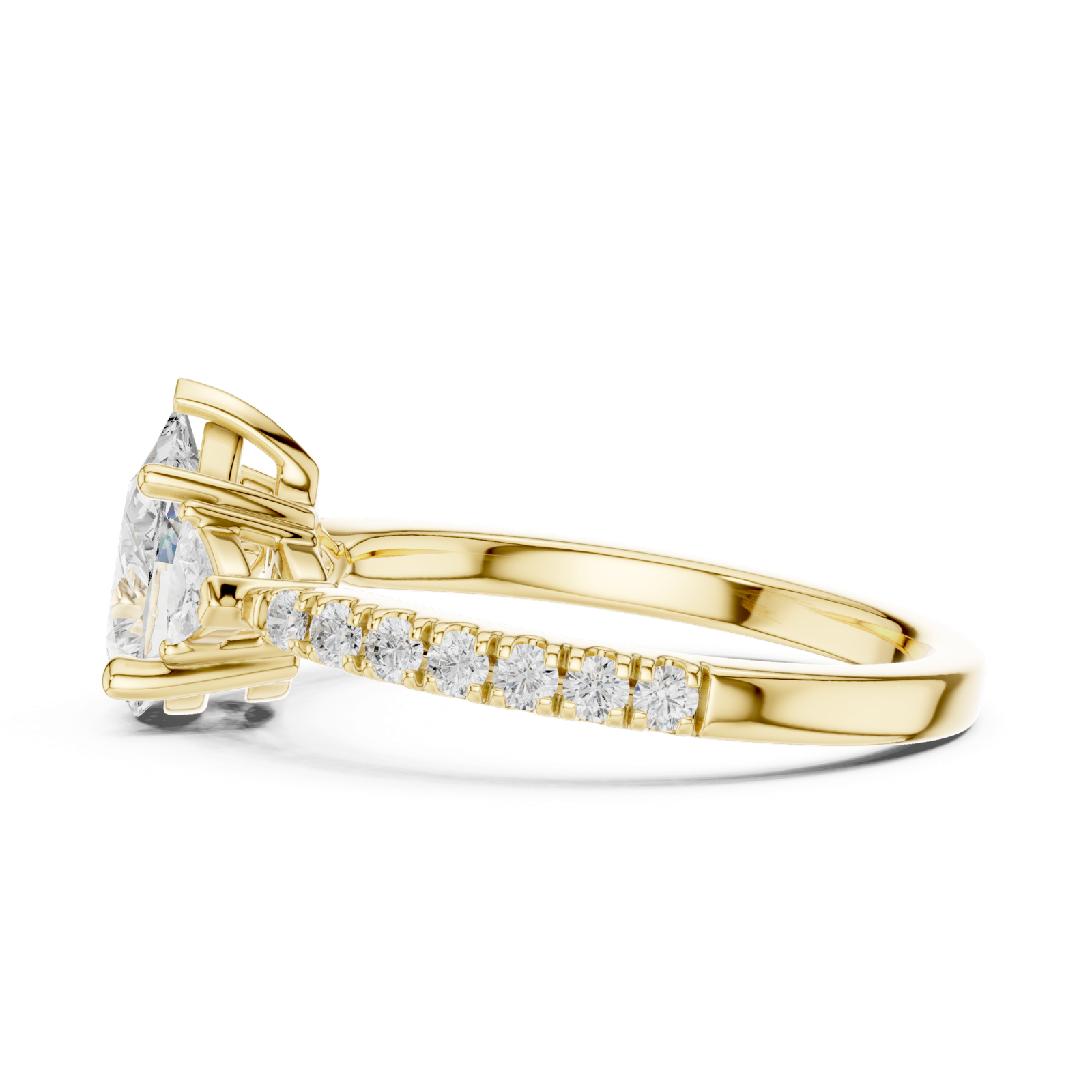 Gold Ring DDLR-037, Pear center stone, Yellow Gold, view 3