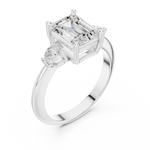 Gold Jewelry, Emerald center stone, White Gold, view 2