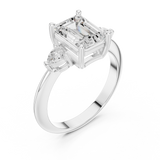 Gold Jewelry, Emerald center stone, White Gold, view 2