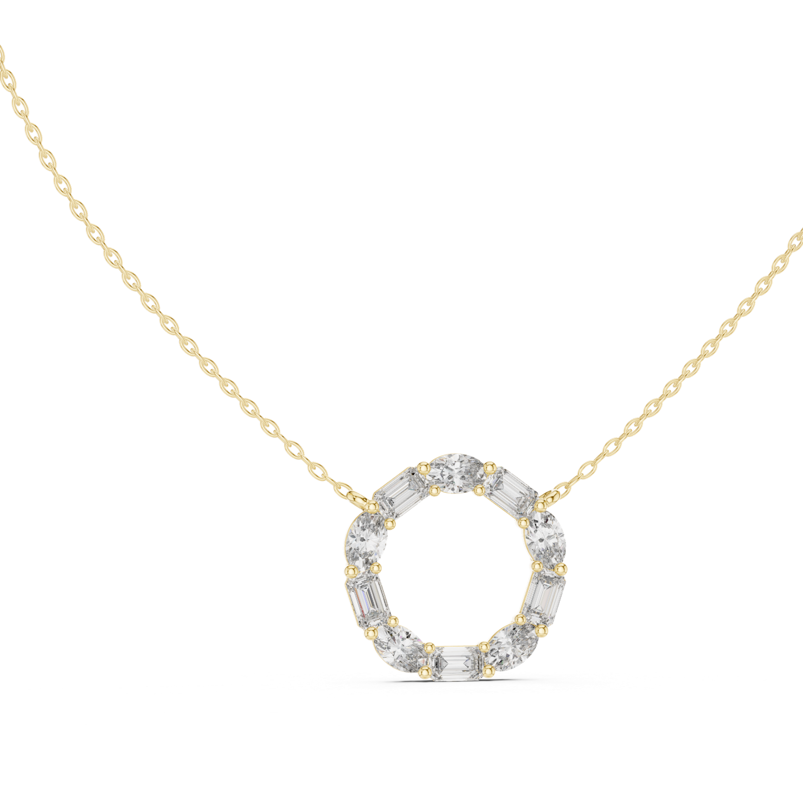 14K Solid Gold Lab Diamond Pendant Necklace, Yellow Gold, view 1