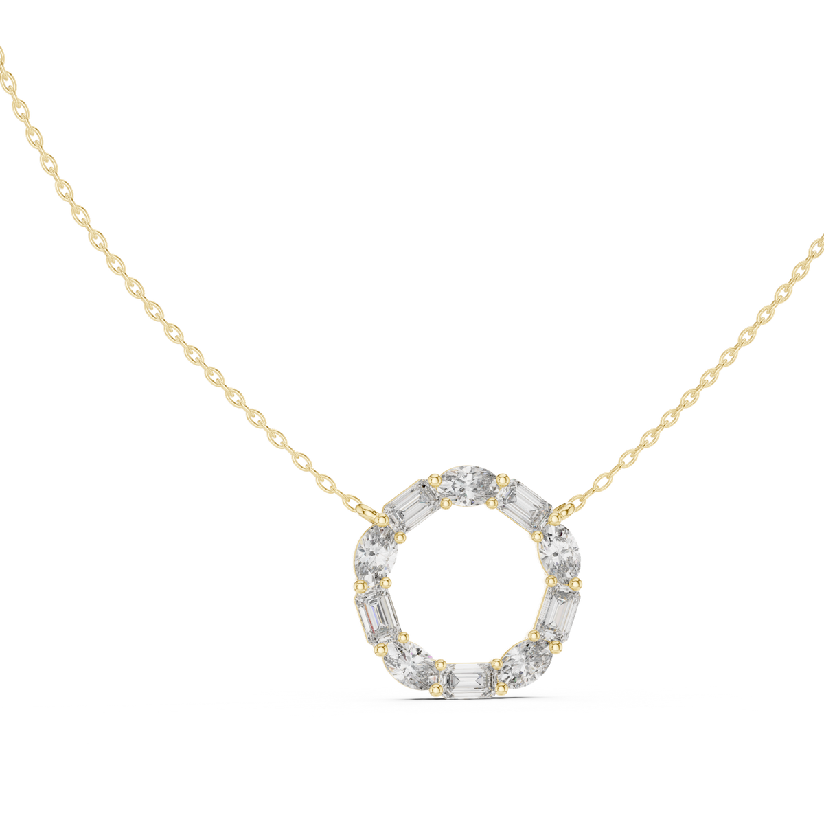 14K Solid Gold Lab Diamond Pendant Necklace, Yellow Gold, view 1